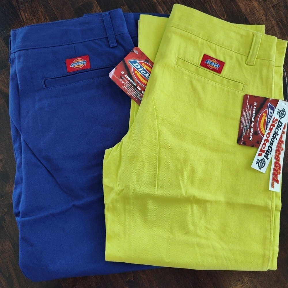 Dickies pants womens stretch cropped purple neon green yellow Y2K punk grunge